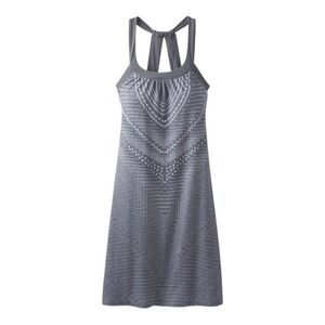 Prana Dress Large Cantine Active Racerback Built in Bra Comfort Charcoal Synergy